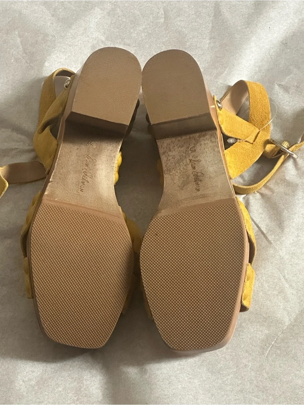 Sam Edelman Women’s Mustard Suede Platform Sandals